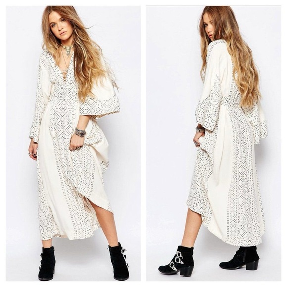 Free People Dresses & Skirts - Free People Modern Kimono Maxi Dress in Pearl Ivory 8